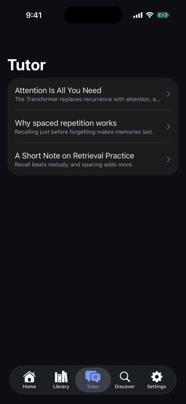 Owlish on iPhone: the tutor