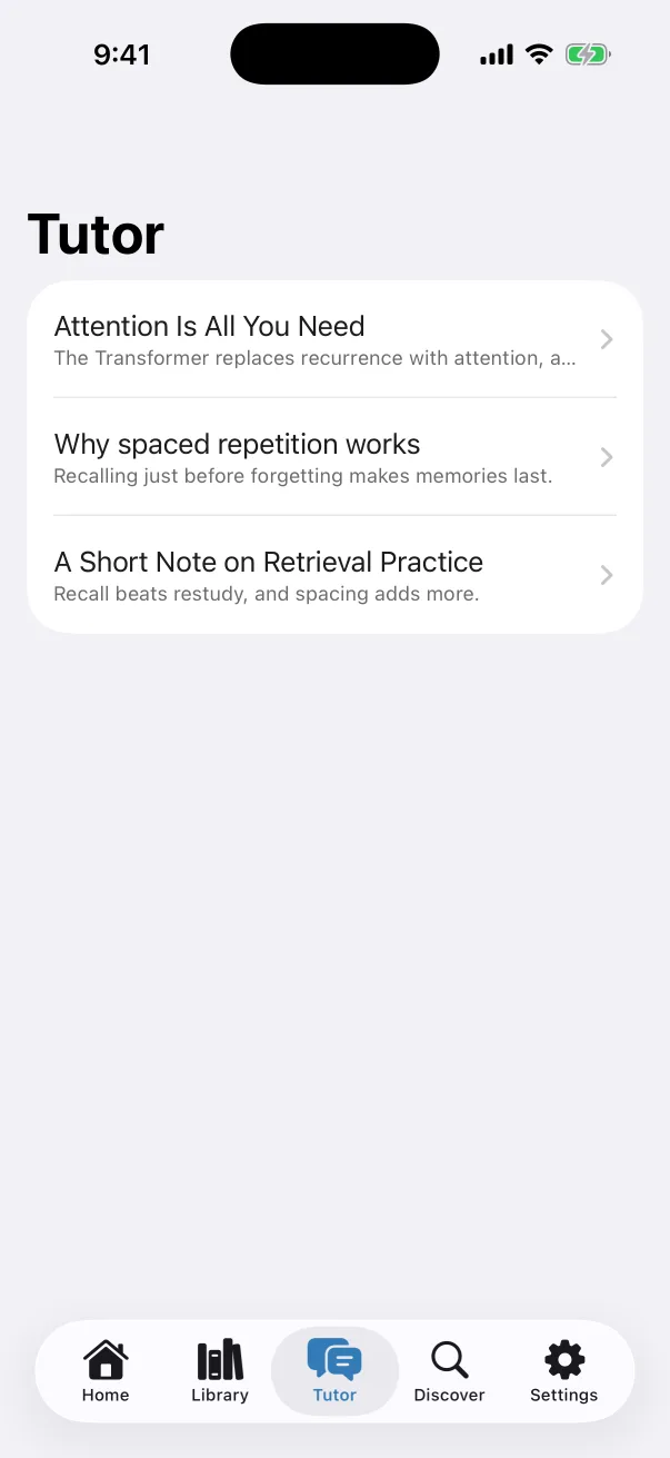 Owlish on iPhone: the tutor