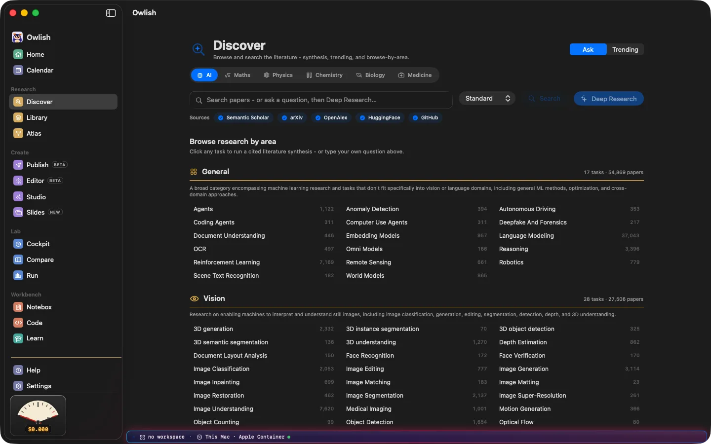 Discover in Owlish: searching papers across sources