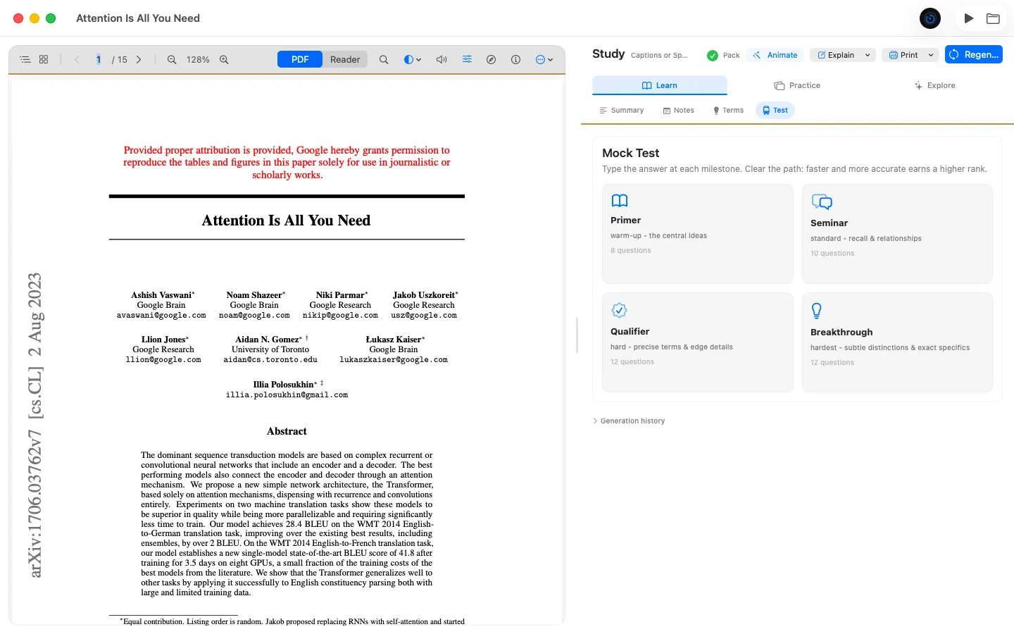 A mock test for a paper in Owlish